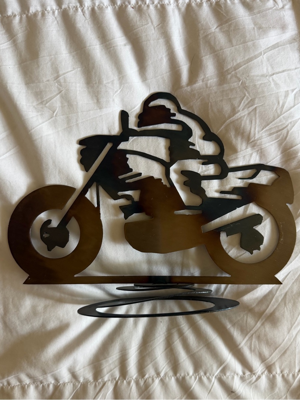 🏍️ 7” Metal Motorcycle Silhouette Standing Custom Biker Decor Art